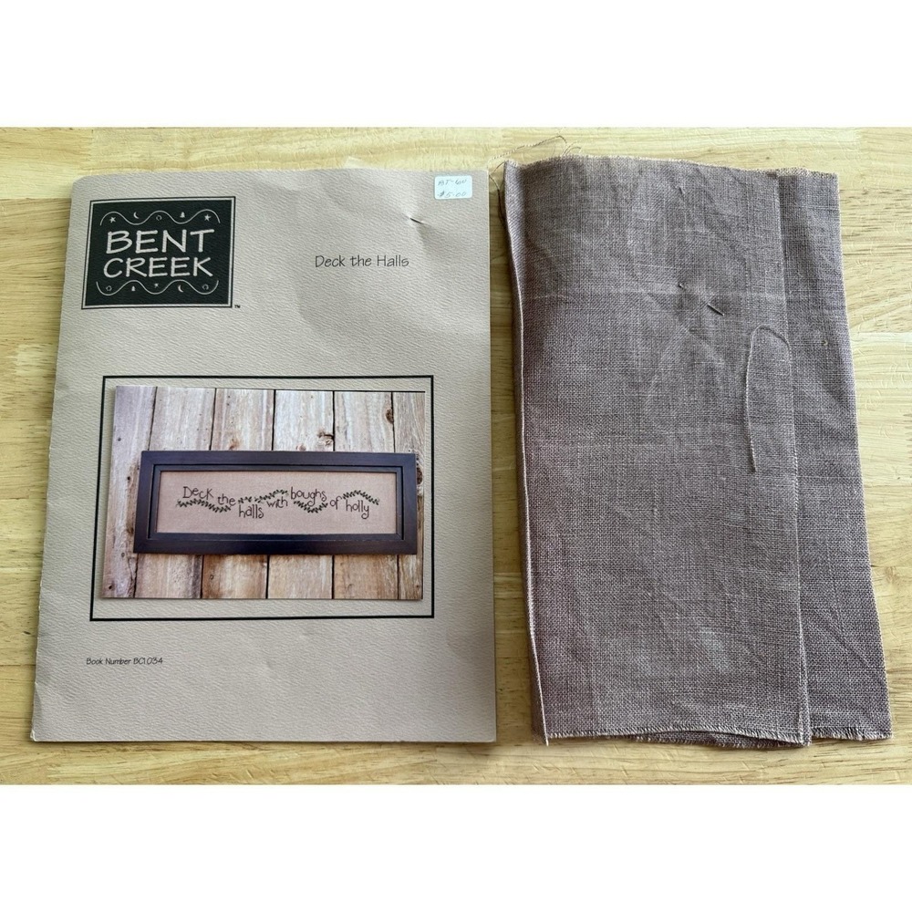 Bent Creek Deck The Halls Cross Stitch Pattern, Cloth & Buttons READ Description